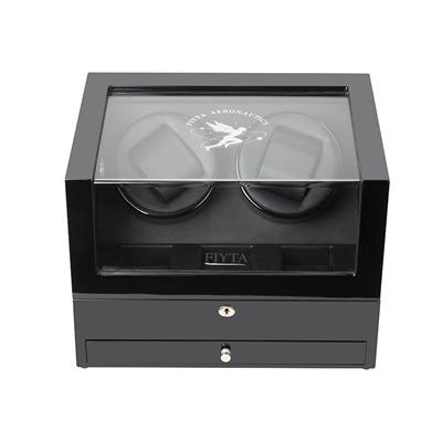 black wooden rotating watch box