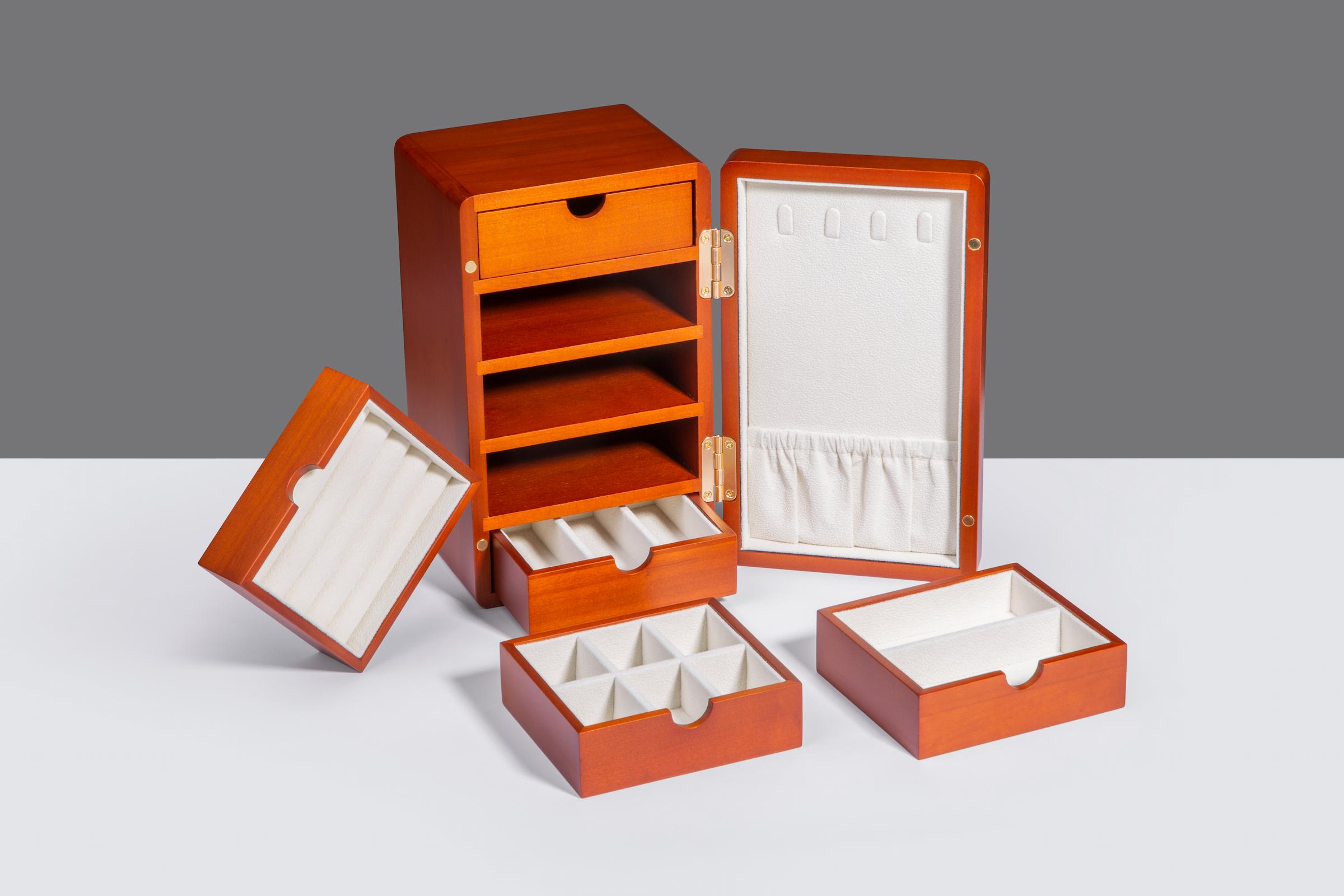 Wooden Jewelry Storage Box with Drawers