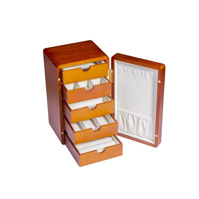 Wooden Jewelry Box with Five Drawers